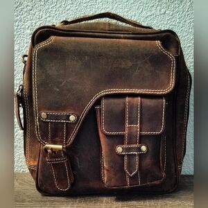 Elegant Brown Leather Unisex Bag